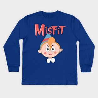 Misfit Elf 1 Blue and Red Kids Long Sleeve T-Shirt